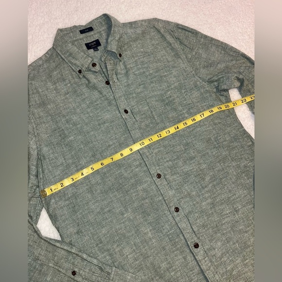 J. Crew Linen Green Button-Up Shirt Men’s Large Slim Fit - Picture 5 of 5